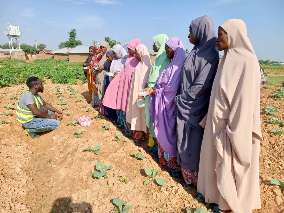 farmers receiving training on fertiliser application in Nigeria