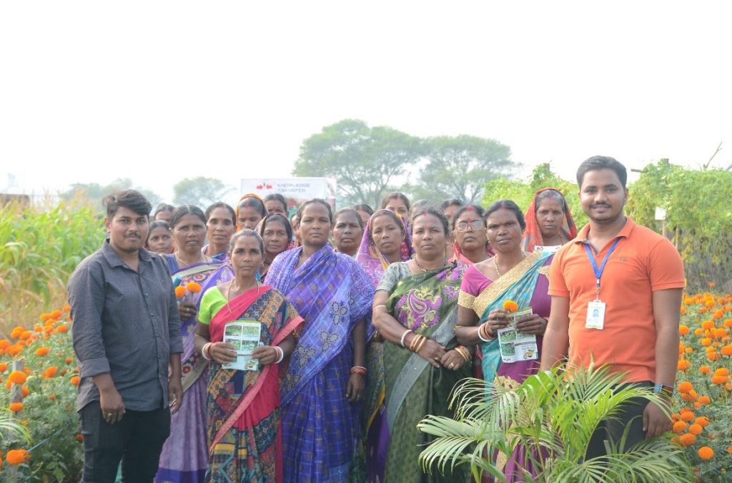 Women farmers of Odisha visiting the Center of Excellence (CoE) along with the technical field advisors from EWS-KT India