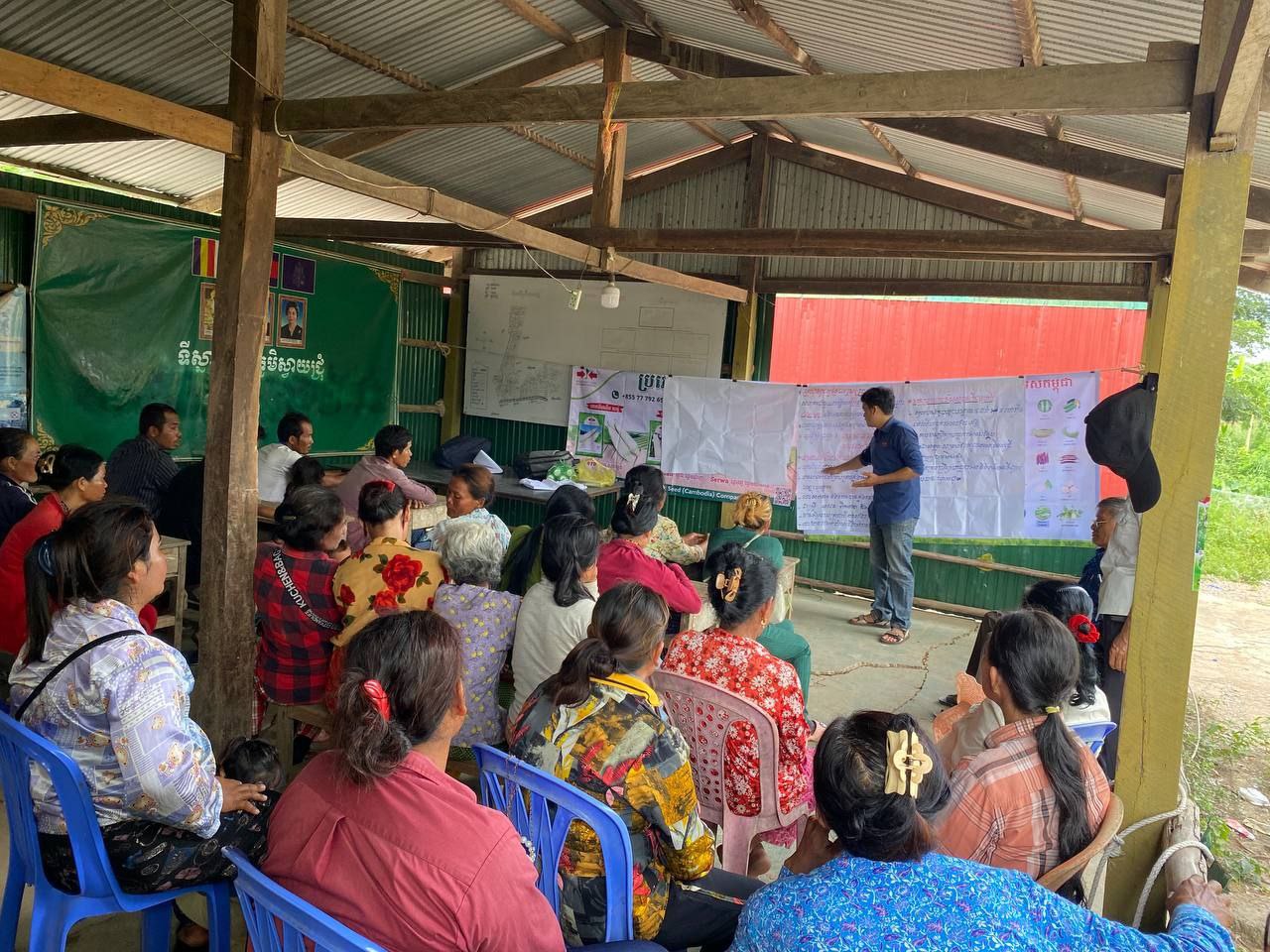 Cambodian farmers learning in an open-air classroom