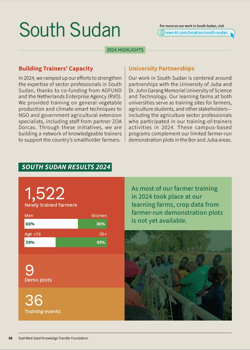 Partial snip of South Sudan section of 2024 EWS-KT Annual Report.