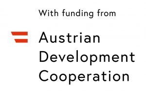 Austrian Development Cooperation logo, below the words "With funding by."