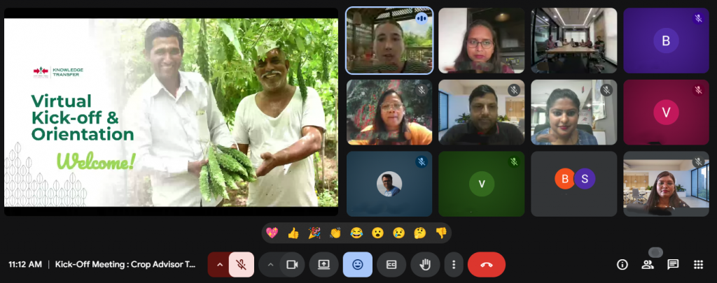 Screenshot of online Crop Advisor Training course welcome meeting.
