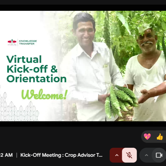 Partial screenshot of online Crop Advisor Training course welcome meeting.