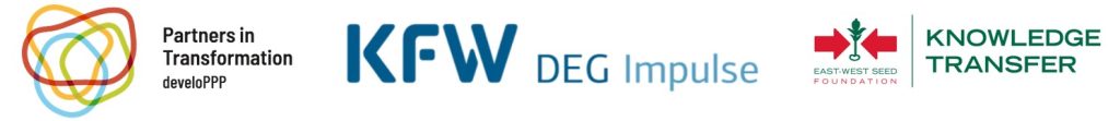 logos for develoPPP, DEG Impulse, and East-West Seed Knowledge Transfer Foundation.
